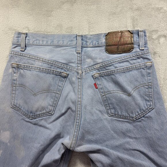 Levis 501 Jeans Mens 33x34 Light Wash Blue Button Fly Straight Leg Paint Stains - Picture 4 of 13